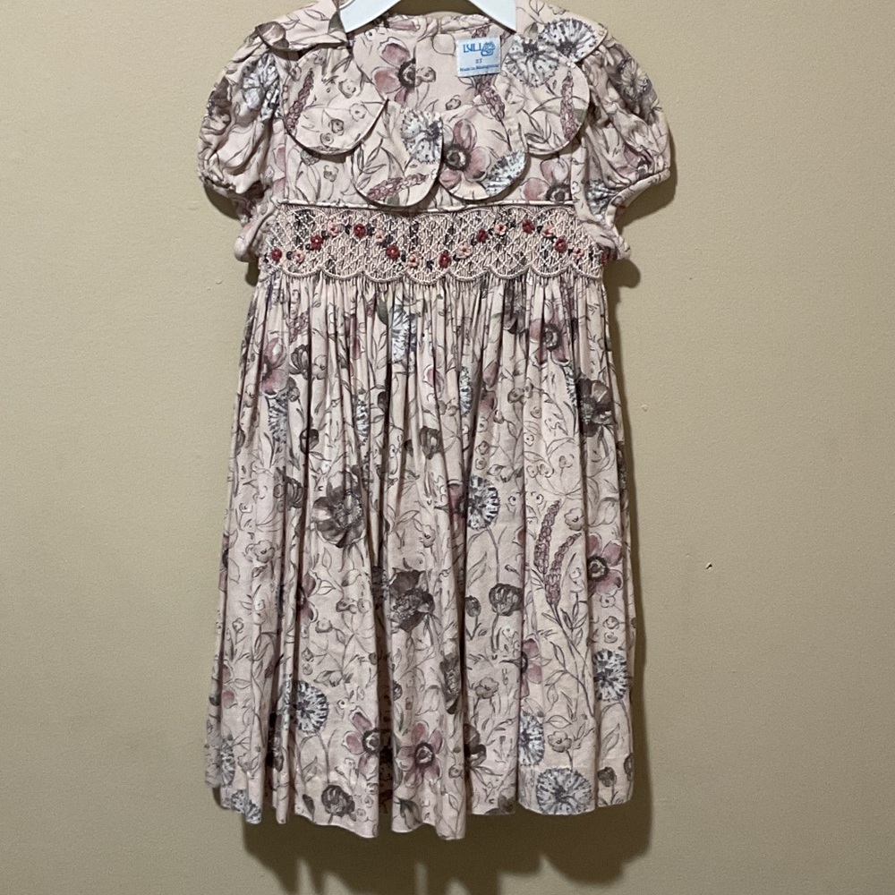 Luli & Me Floral Dress with Smocked Detail 2t